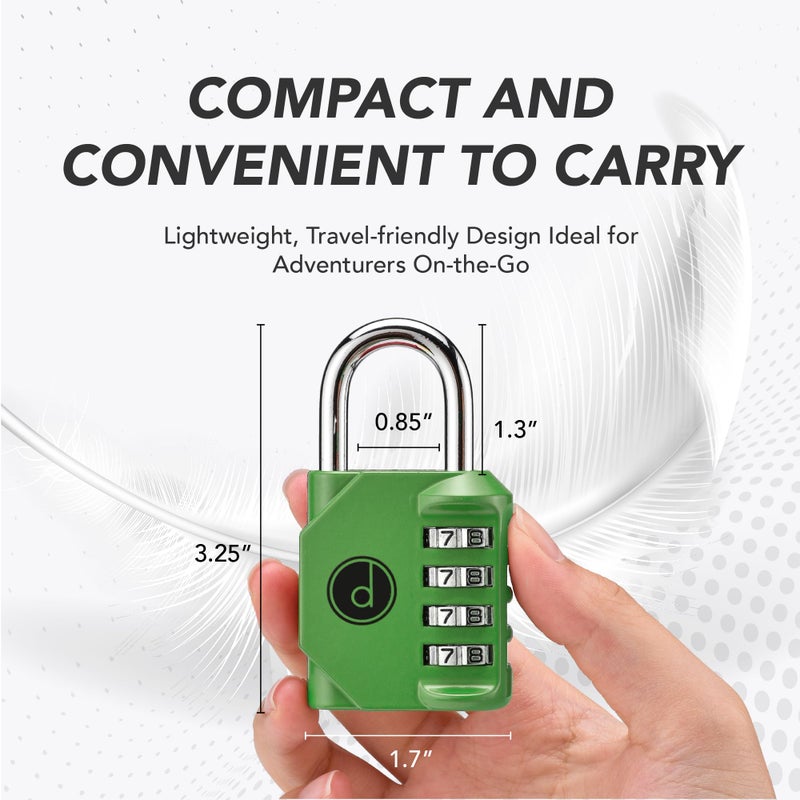 desired tools 4 Digit Combination Locks 2 Pack - Weatherproof Padlock with Code - Combination Lock for Locker, Gym, Outdoor Gate, Storage Shed, Fence Gate & Bike Lock - Keyless, Easy to Set, Reset - New Green - Image 2